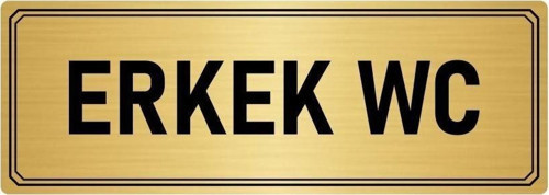 Metal Yönlendirme Levhası, Departman Kapı Isimliği Erkek Wc 10X20 Cm Altın Renk