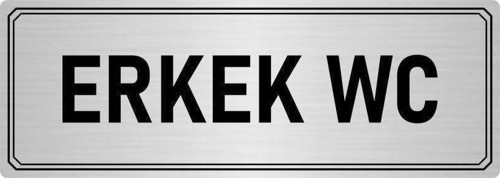 Metal Yönlendirme Levhası, Departman Kapı Isimliği Erkek Wc 10X20 Cm Gümüş Renk