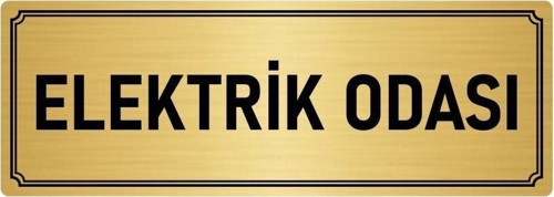 Metal Yönlendirme Levhası, Departman Kapı Isimliği Elektrik Odası 10X20 Cm Altın Renk