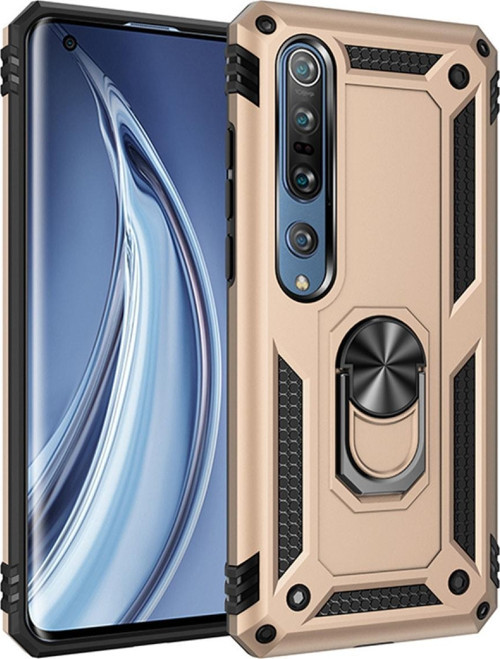 Xiaomi Mi 10 Kapak Military Yüzüklü Stantlı Panzer Tank Kılıf - Gold