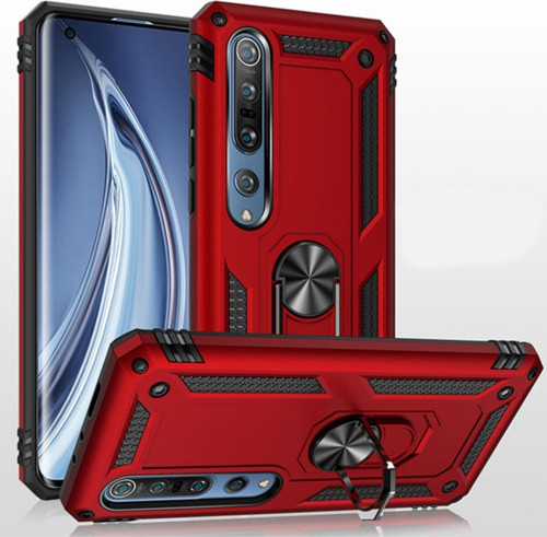 Xiaomi Mi 10 Kapak Military Yüzüklü Stantlı Panzer Tank Kılıf - Kırmızı