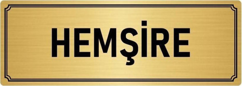 Metal Yönlendirme Levhası, Departman Kapı Isimliği Hemşire 10X20 Cm Altın Renk