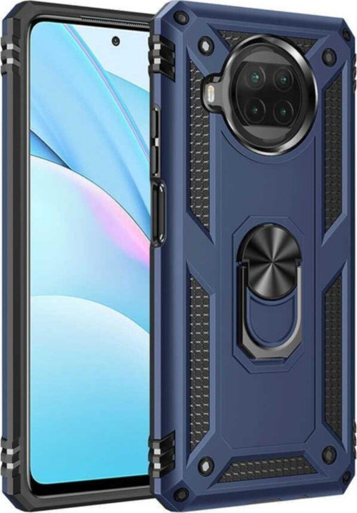 Xiaomi Mi 10T Lite 5G Kapak Military Yüzüklü Stantlı Panzer Tank Kılıf - Lacivert