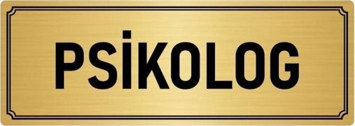 Metal Yönlendirme Levhası, Departman Kapı Isimliği Psikolog 10X20 Cm Altın Renk
