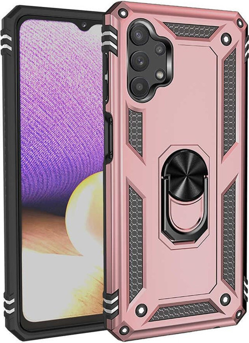 Samsung Galaxy A23 Kapak Military Yüzüklü Stantlı Panzer Tank Kılıf - Rose Gold