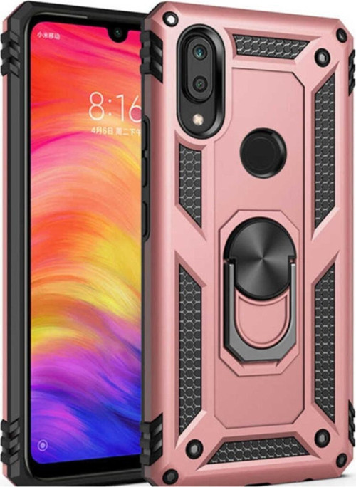 Samsung Galaxy A30 Kapak Military Yüzüklü Stantlı Panzer Tank Kılıf - Rose Gold
