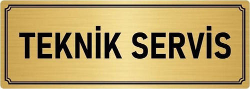 Metal Yönlendirme Levhası, Departman Kapı Isimliği Teknik Servis 10X20 Cm Altın Renk