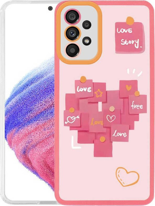 Samsung Galaxy A73 Kapak Kamera Korumalı Love Story Desenli Ultra İnce Silikon Kılıf