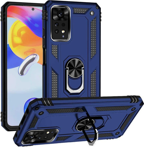 Xiaomi Redmi Note 11 Pro 5G Kapak Military Yüzüklü Stantlı Panzer Tank Kılıf - Lacivert