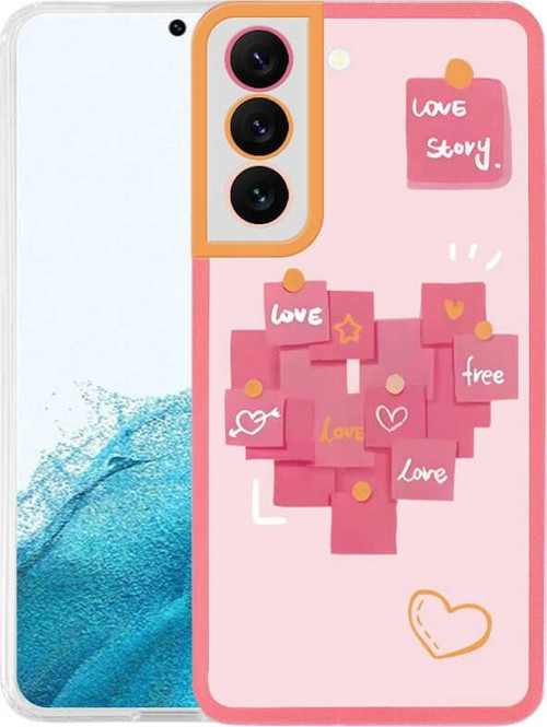 Samsung Galaxy S22 Kapak Kamera Korumalı Love Story Desenli Ultra İnce Silikon Kılıf