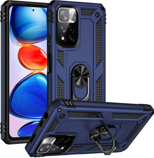 Xiaomi Redmi Note 11 Pro Kapak Military Yüzüklü Stantlı Panzer Tank Kılıf - Lacivert