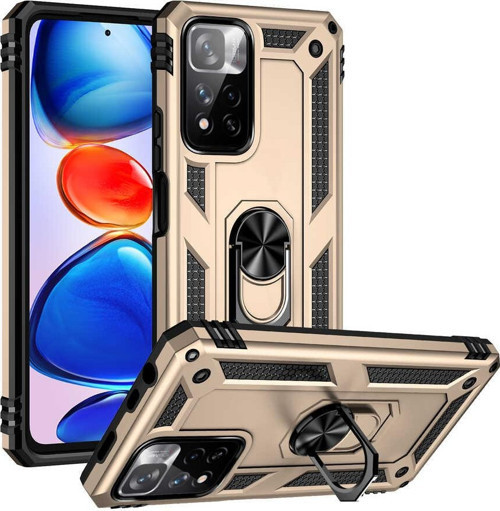 Xiaomi Redmi Note 11 Pro Plus 5G Kapak Military Yüzüklü Stantlı Panzer Tank Kılıf - Gold