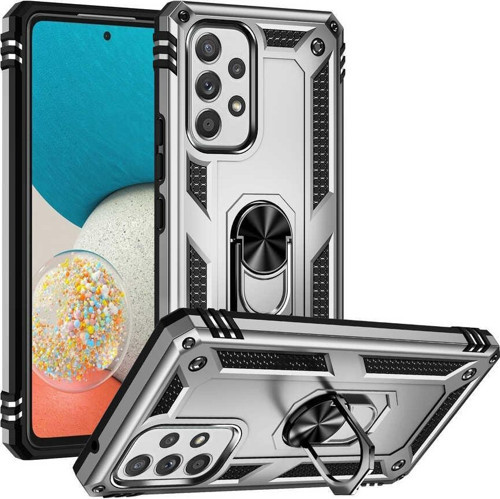 Samsung Galaxy A53 5G Kapak Military Yüzüklü Stantlı Panzer Tank Kılıf - Gri