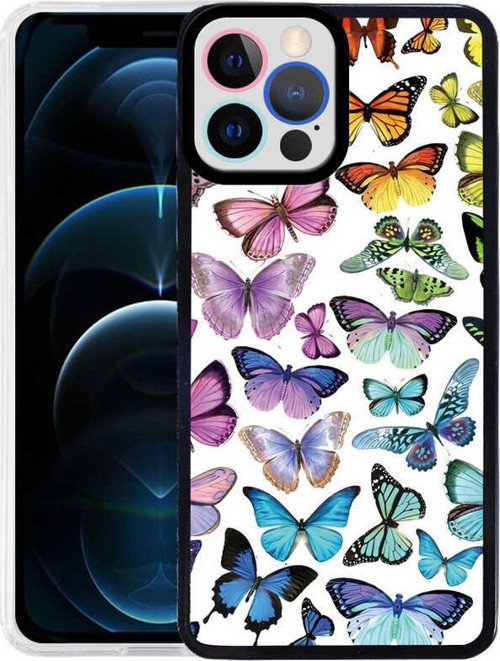 Apple iPhone 13 Pro Max Kapak Kamera Korumalı Kelebek Desenli Ultra İnce Silikon Kılıf