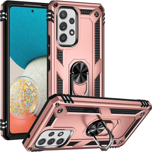 Samsung Galaxy A53 5G Kapak Military Yüzüklü Stantlı Panzer Tank Kılıf - Rose Gold