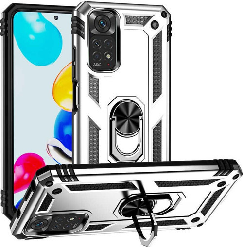 Xiaomi Redmi Note 11S Global Kapak Military Yüzüklü Stantlı Panzer Tank Kılıf - Gri