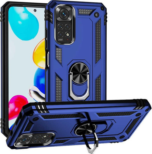 Xiaomi Redmi Note 11S Global Kapak Military Yüzüklü Stantlı Panzer Tank Kılıf - Lacivert