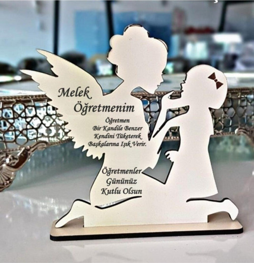 Melek Öğretmenim Hediye Plaket Melek Anne Çocuk Şeklinde Öğretmenler Günü Hediyesi