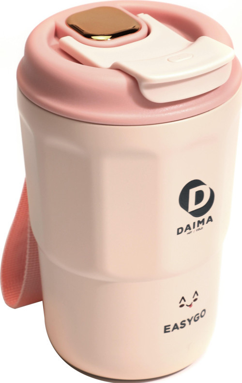 Daima Easy Go 380 ML 12 Saat Sıcak 12 Saat Soğuk Pembe Bardak Termos