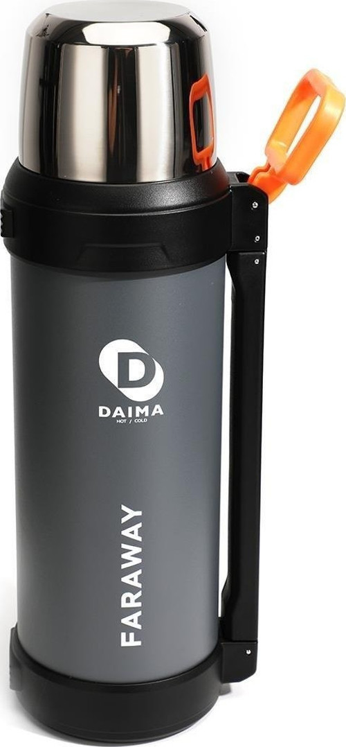 Daima Faraway 2500 ML 12 Saat Sıcak 24 Saat Soğuk Bardaklı Gri Termos