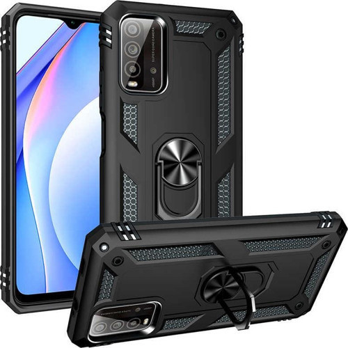 Xiaomi Redmi Note 9 4G Kapak Military Yüzüklü Stantlı Panzer Tank Kılıf - Siyah