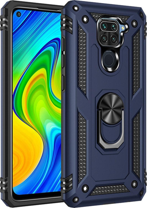 Xiaomi Redmi Note 9 Kapak Military Yüzüklü Stantlı Panzer Tank Kılıf - Lacivert