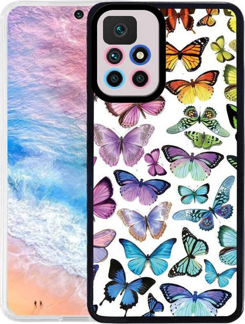 Xiaomi Redmi 10 Kapak Kamera Korumalı Kelebek Desenli Ultra İnce Silikon Kılıf