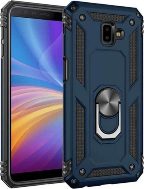 Samsung Galaxy J6 Plus Kapak Military Yüzüklü Stantlı Panzer Tank Kılıf - Lacivert