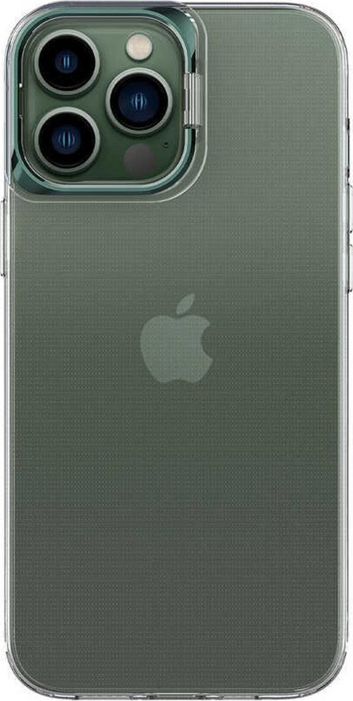 Apple iPhone 14 Pro Kapak Lens Standlı Sararmaz Şeffaf Silikon Kılıf - Koyu Yeşil