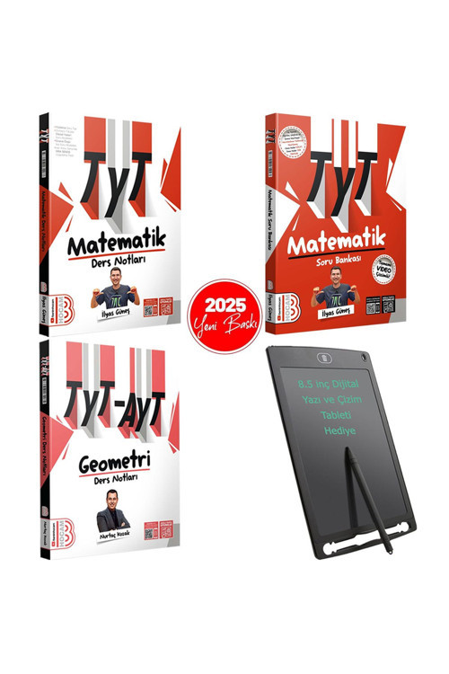 Benim Hocam Yayınları 2025 TYT Matematik-Geometri Ders Notları-Soru Bankası-8.5" Pilli-Dijital Yazı Çizim Tableti Hediye
