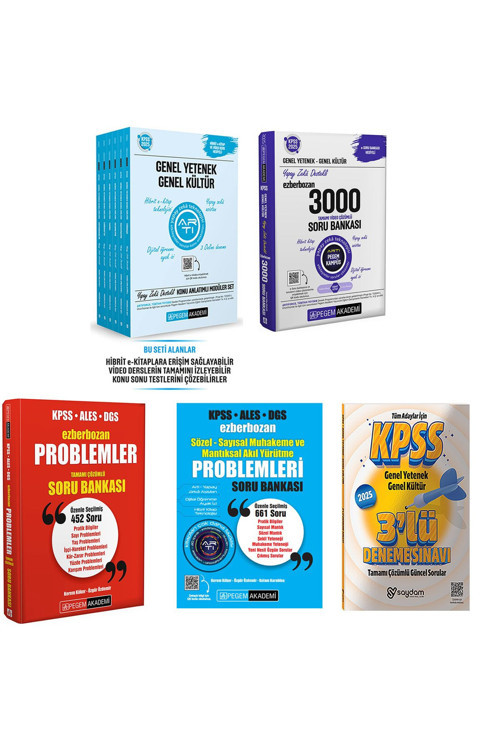 Pegem Akademi Yayıncılık 2025KPSS GYGK Konu Anlatımı 6Kitap-Ezberbozan 3000 Soru-Problemler-Sözel-Sayısal Muhakeme-3Dnm