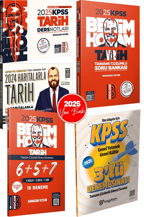 Benim Hocam Yayınları 2025 KPSS Mega Tarih Seti(Ders Notları-Soru Bankası-18 Deneme-Haritalarla Tarih)-GYGK 3Deneme Hed.