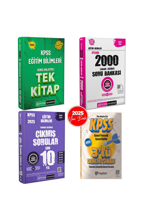 Pegem Akademi YayıncılıkKPSS 2025 Eğitim Bilimleri Konu Anlatımı-Efsane 2000 Soru Bankası-Çıkmış Sorular Son 10 Yıl-3Dnm