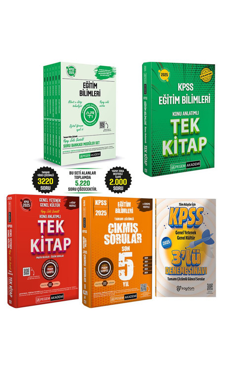 Pegem Akademi Yayıncılık 2025KPSS-Eğitim Bilimleri GYGK Konu Anlatımı-Soru Bankası 6 Kitap-Son 5 Yıl Çıkmış Sorular-3Dnm