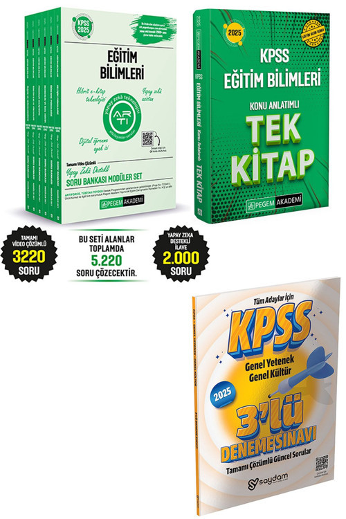 Pegem Akademi Yayıncılık 2025KPSS Eğitim Bilimleri Seti(Konu Anlatımı 1 Kitap-Soru Bankası 6 Kitap)-2025KPSS GYGK 3Dnm