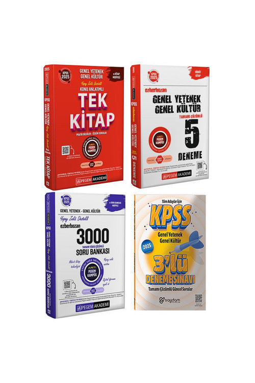 Pegem Akademi Yayıncılık 2025KPSS GYGK Ezberbozan 3000 Soru Bankası-Konu Anlatımı-Ezberbozan Tamamı Çözümlü 5Dnm-3Dnm