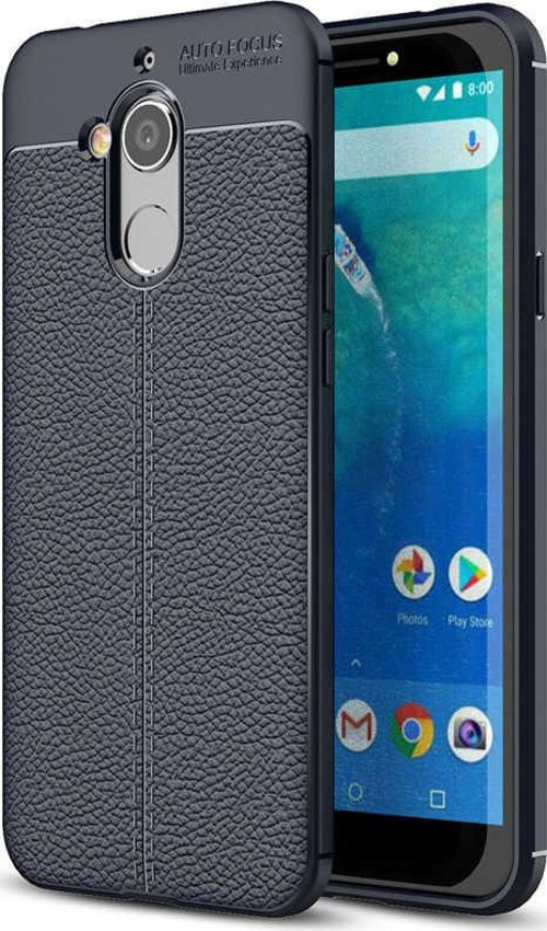 General Mobile Gm8 Go Kılıf Darbe Korumalı Deri Görünümlü Silikon Arka Kapak - Lacivert
