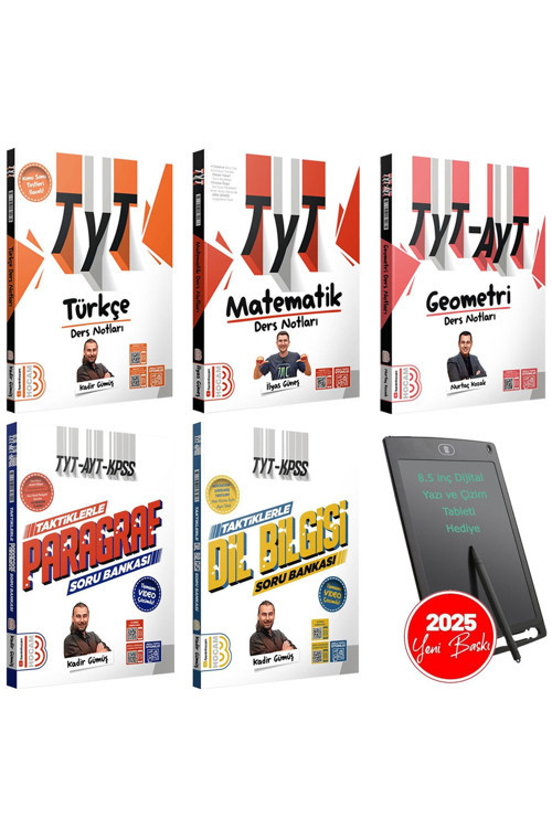 Benim Hocam Yayınları 2025TYT Türkçe-Matematik-Geometri Ders Notu-Paragraf-Dil B.Soru Bank-8.5"Dijital Yazı Tableti