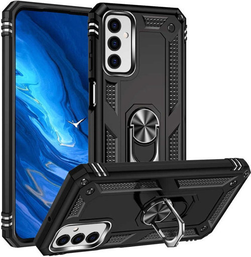 Samsung Galaxy M13 Kapak Military Yüzüklü Stantlı Panzer Tank Kılıf - Siyah