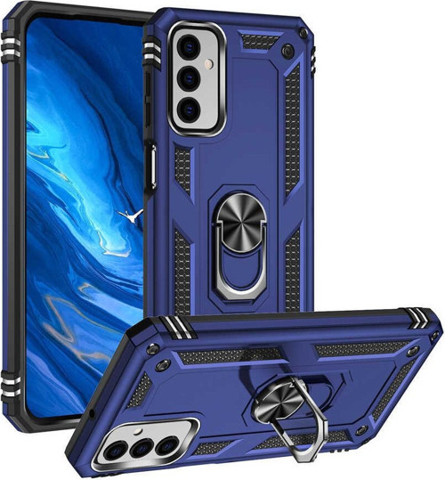 Samsung Galaxy M23 Kapak Military Yüzüklü Stantlı Panzer Tank Kılıf - Lacivert