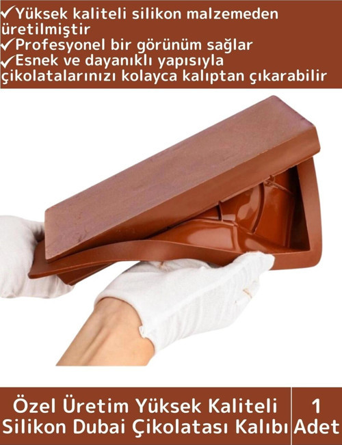 Özel Üretim Kaliteli Yüksek Isıya Dayanıklı Esnek Silikon Dubai Çikolatası Kalıbı 1 Adet