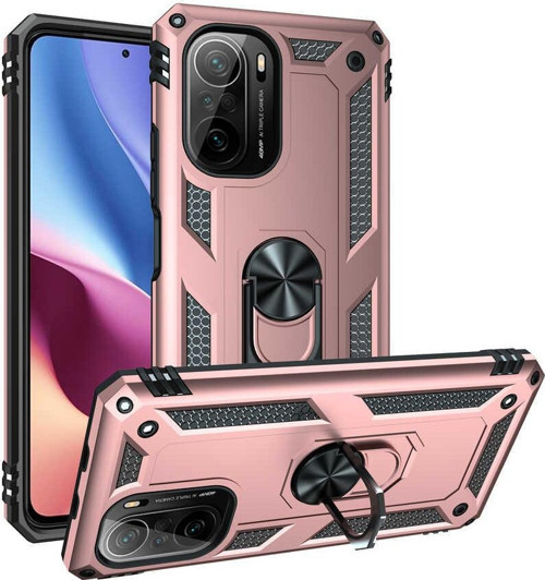 Xiaomi Mi 11i Kapak Military Yüzüklü Stantlı Panzer Tank Kılıf - Rose Gold