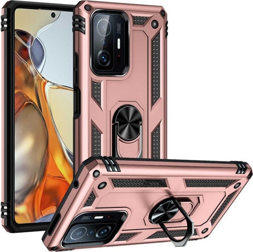 Xiaomi Mi 11T Kapak Military Yüzüklü Stantlı Panzer Tank Kılıf - Rose Gold