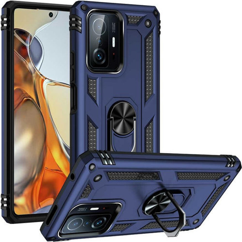 Xiaomi Mi 11T Pro Kapak Military Yüzüklü Stantlı Panzer Tank Kılıf - Lacivert