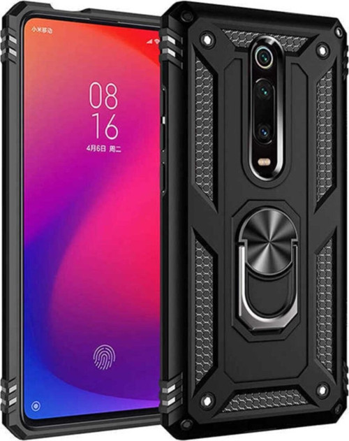 Xiaomi Mi 9t Kapak Military Yüzüklü Stantlı Panzer Tank Kılıf - Siyah