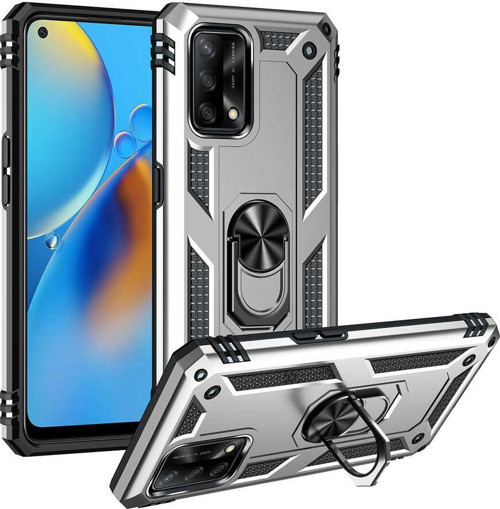 Oppo A54 Kapak Military Yüzüklü Stantlı Panzer Tank Kılıf - Gri