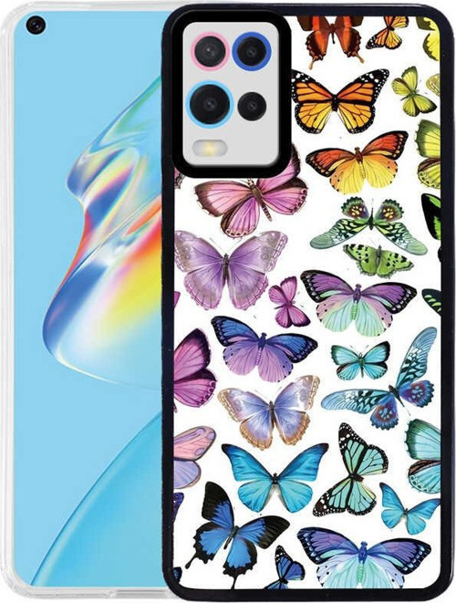 Oppo A54 Kapak Kamera Korumalı Kelebek Desenli Ultra İnce Silikon Kılıf