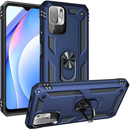 Xiaomi Poco M3 Pro Kapak Military Yüzüklü Stantlı Panzer Tank Kılıf - Lacivert