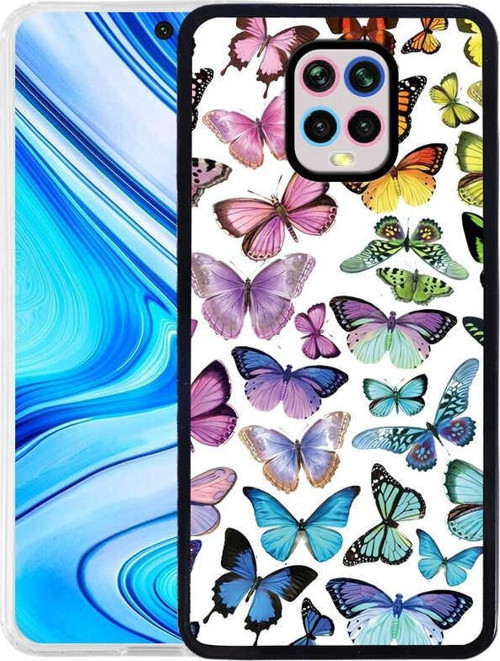 Xiaomi Redmi Note 9S Kapak Kamera Korumalı Kelebek Desenli Ultra İnce Silikon Kılıf