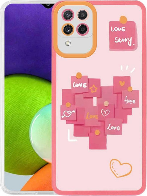 Samsung Galaxy A22 Kapak Kamera Korumalı Love Story Desenli Ultra İnce Silikon Kılıf